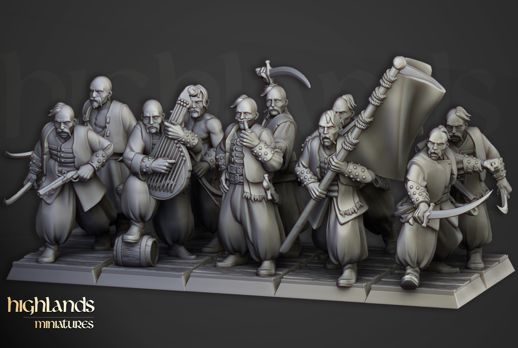 Harbor Cossacks wargaming miniature designed by Highlands Miniatures 3D printed by Forgemaster Miniatures