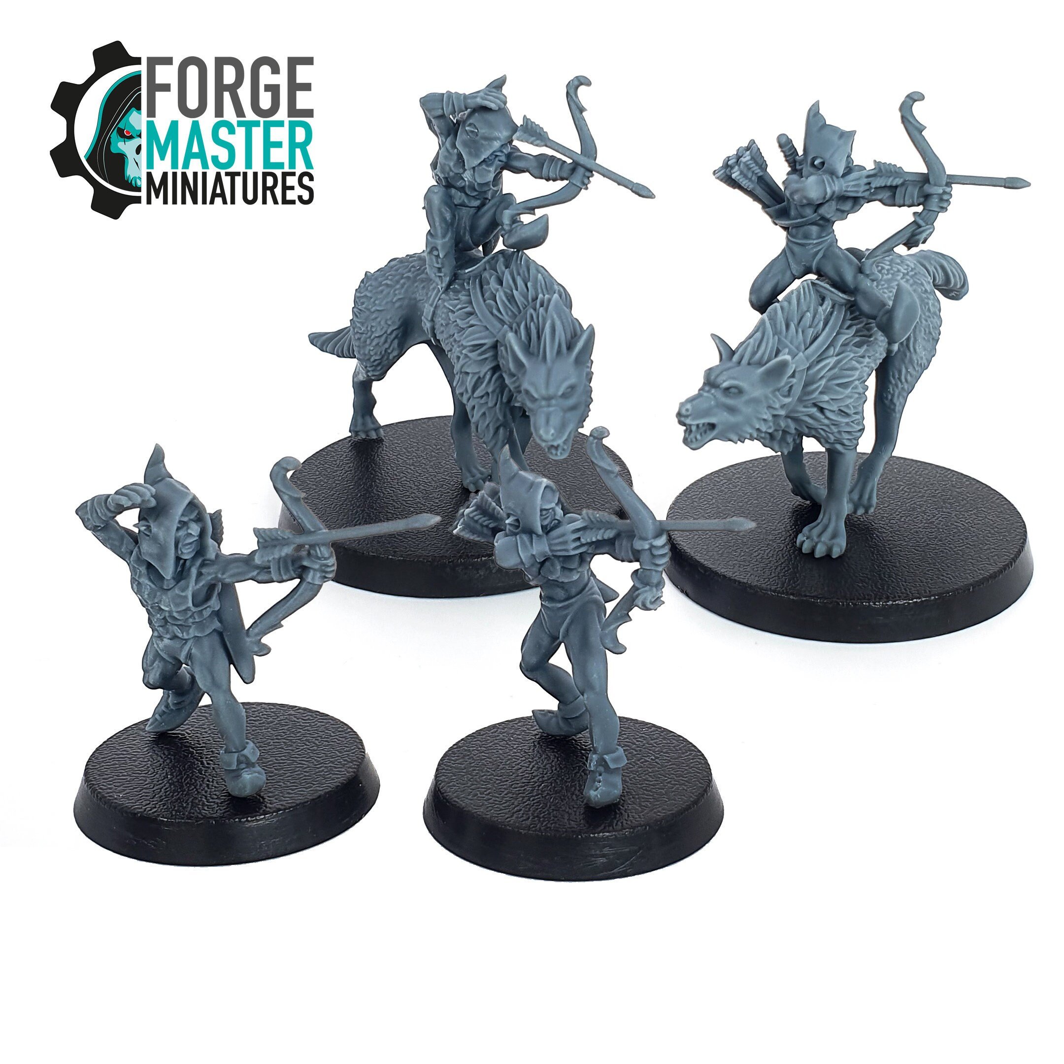 Goblin Warg Riders with Bow wargaming miniatures by Medbury Miniatures 3D printed by Forgemaster Miniatures high quality ultra detail