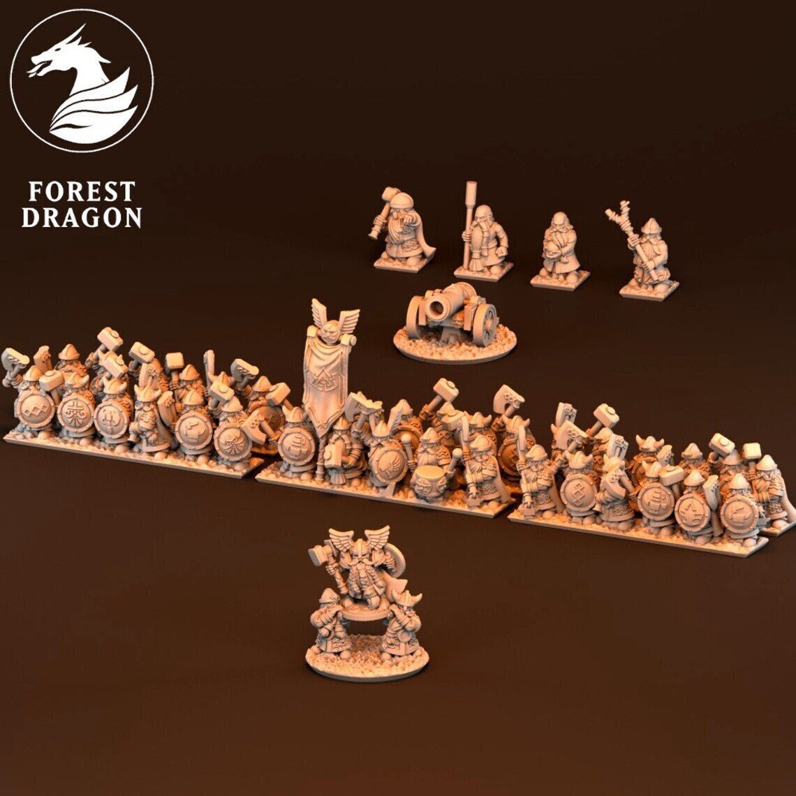 Dwarves Starter Army for Warmaster designed by Forest Dragon 3D Printed by Forgemaster Miniatures