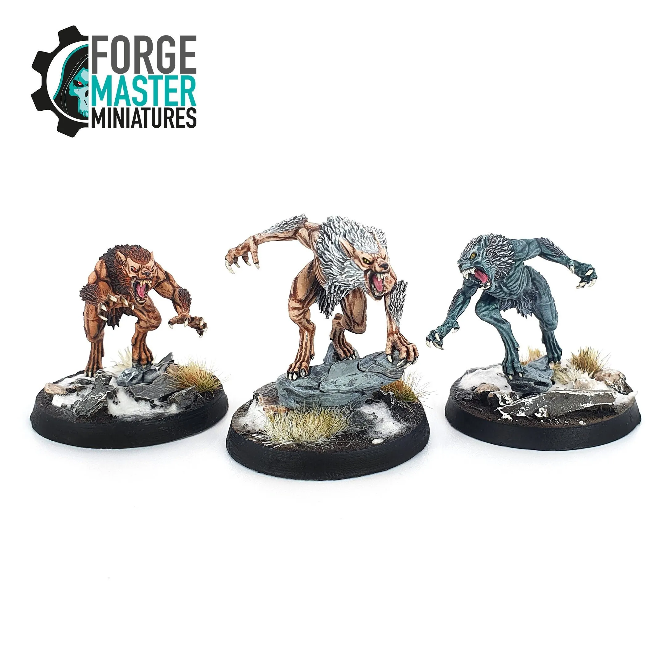 Undead Werewolves wargaming miniatures by Forgemaster Miniatures. 3D printed and painted.