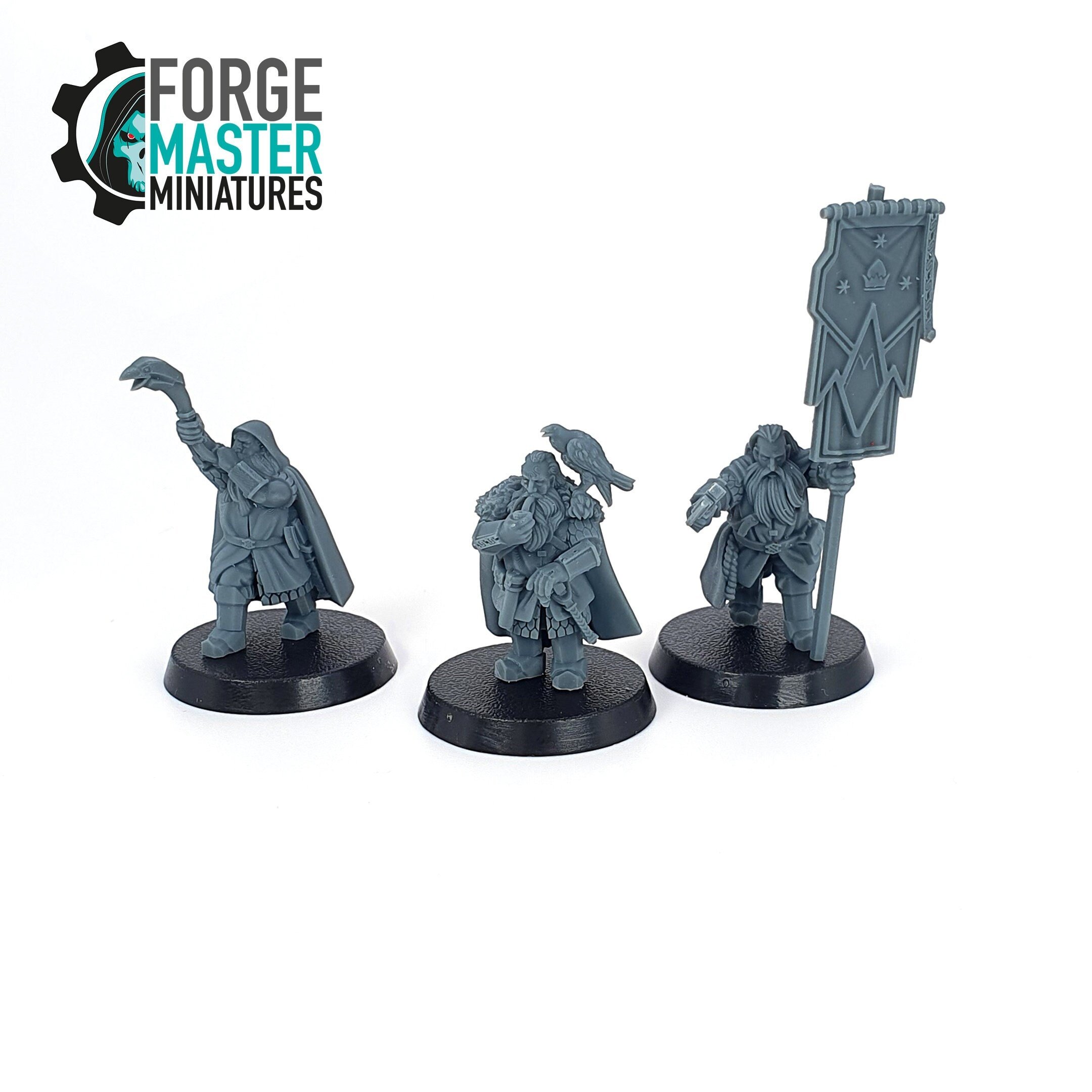 Dwarven Commanders wargaming miniatures by Unreleased Miniatures 3D Printed by Forgemaster Miniatures