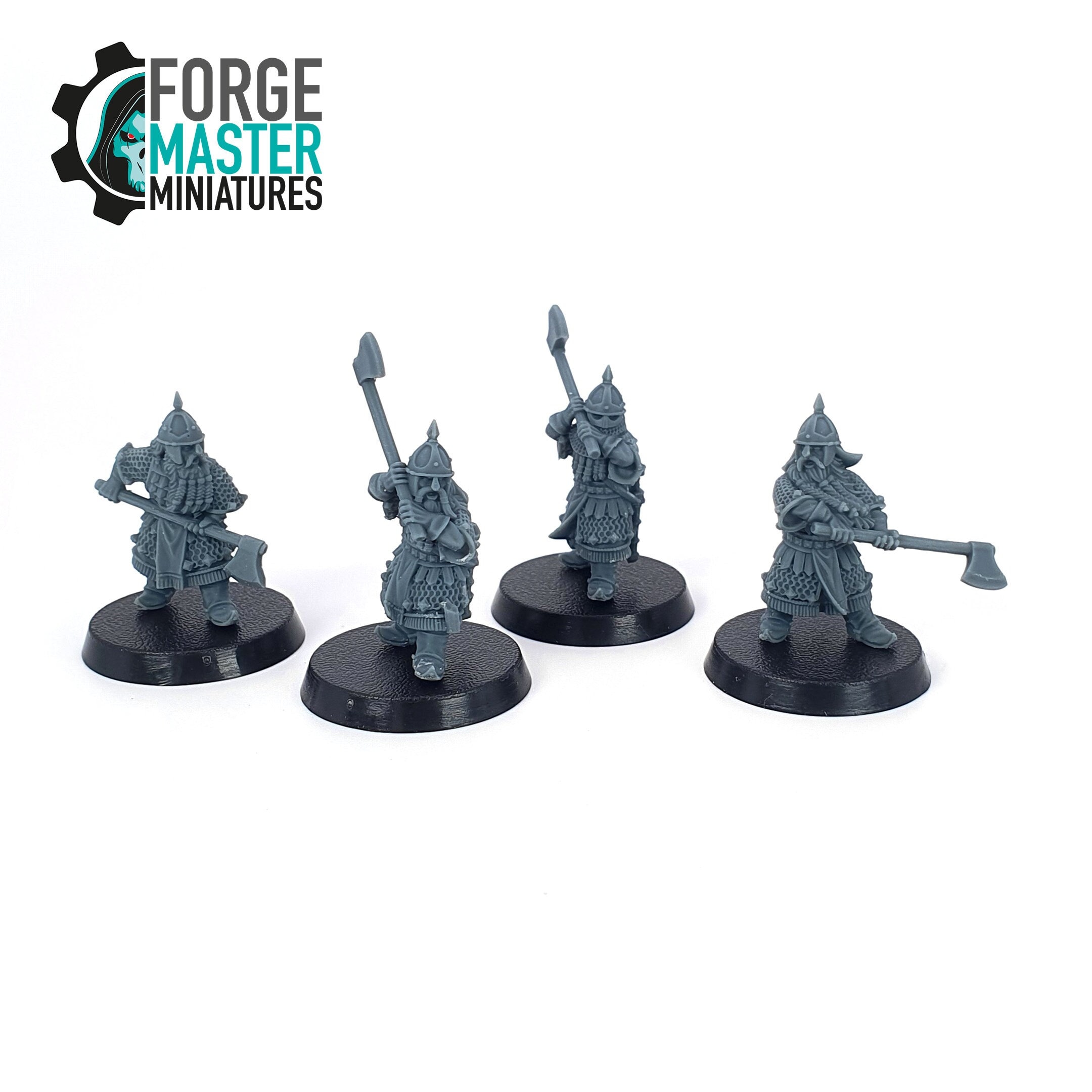 Eastern Dwarves with Axes wargaming miniatures by Medbury Miniatures 3D printed by Forgemaster Miniatures