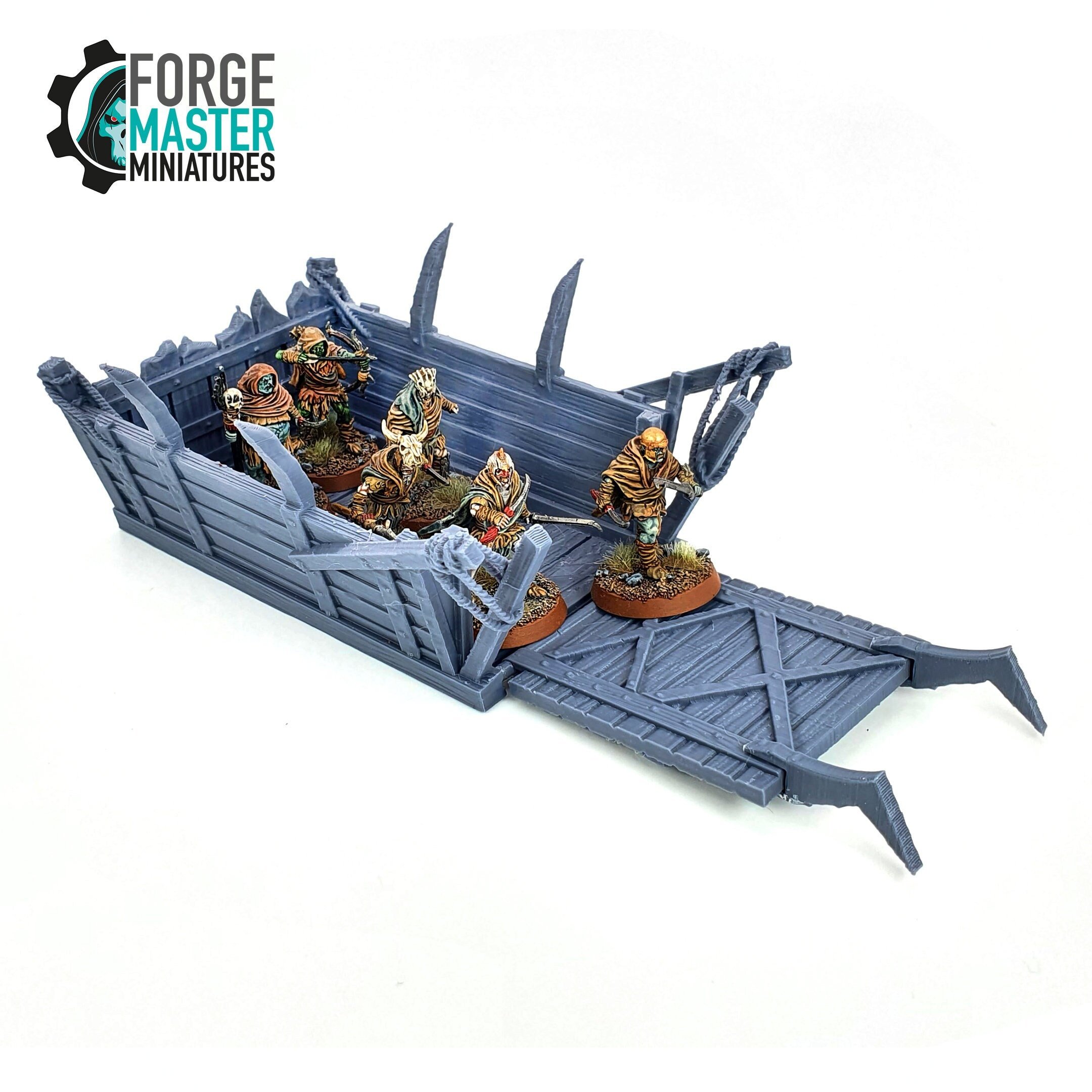 Orc Siege Boat wargaming miniatures designed by The Printing Goes Ever On 3D printed by Forgemaster Miniatures