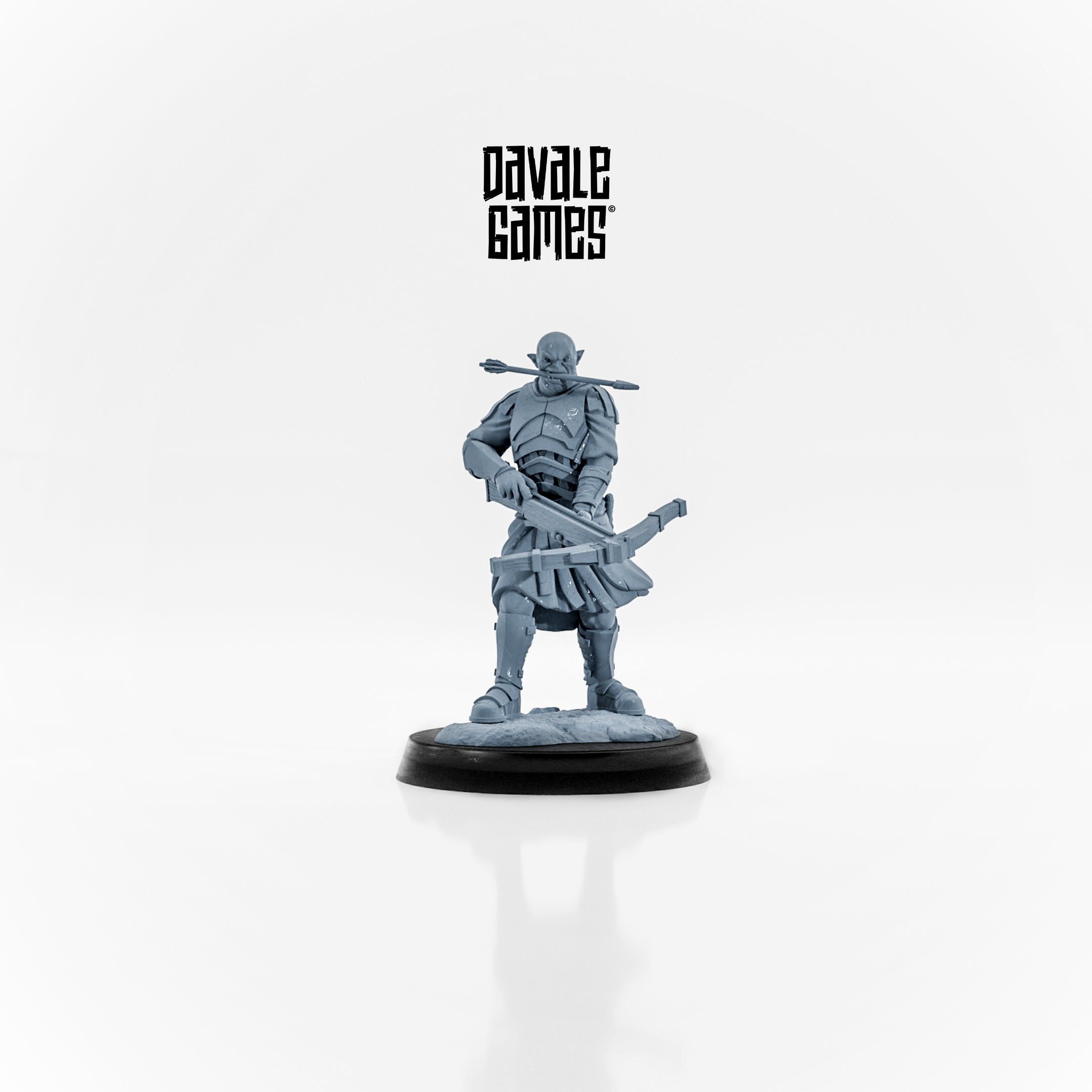 Blood Hand Orc Captain with Crossbow wargaming miniatures by Davale Games 3D Printed by Forgemaster Miniatures