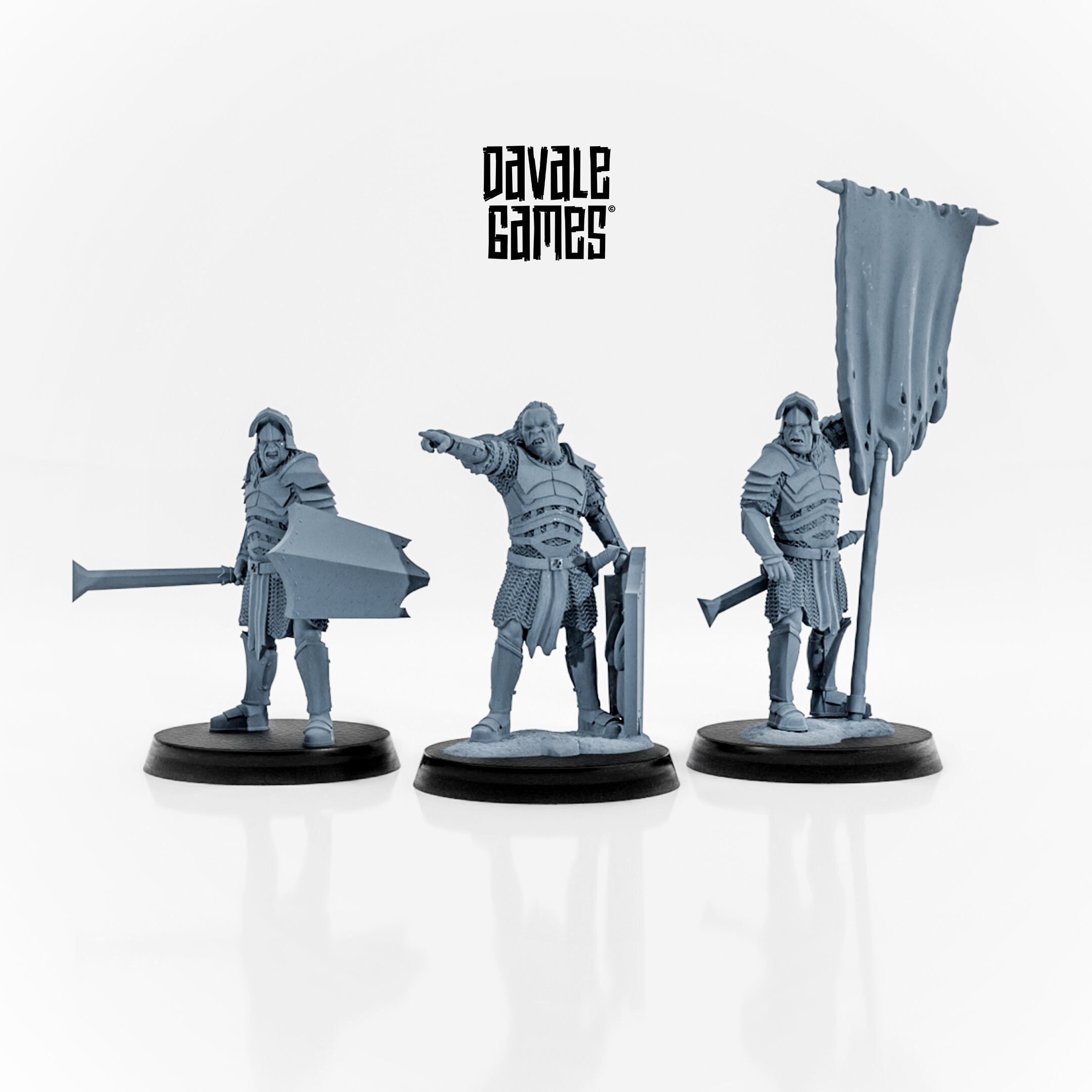 Blood Hand Orc Commanders wargaming miniatures by Davale Games 3D Printed by Forgemaster Miniatures