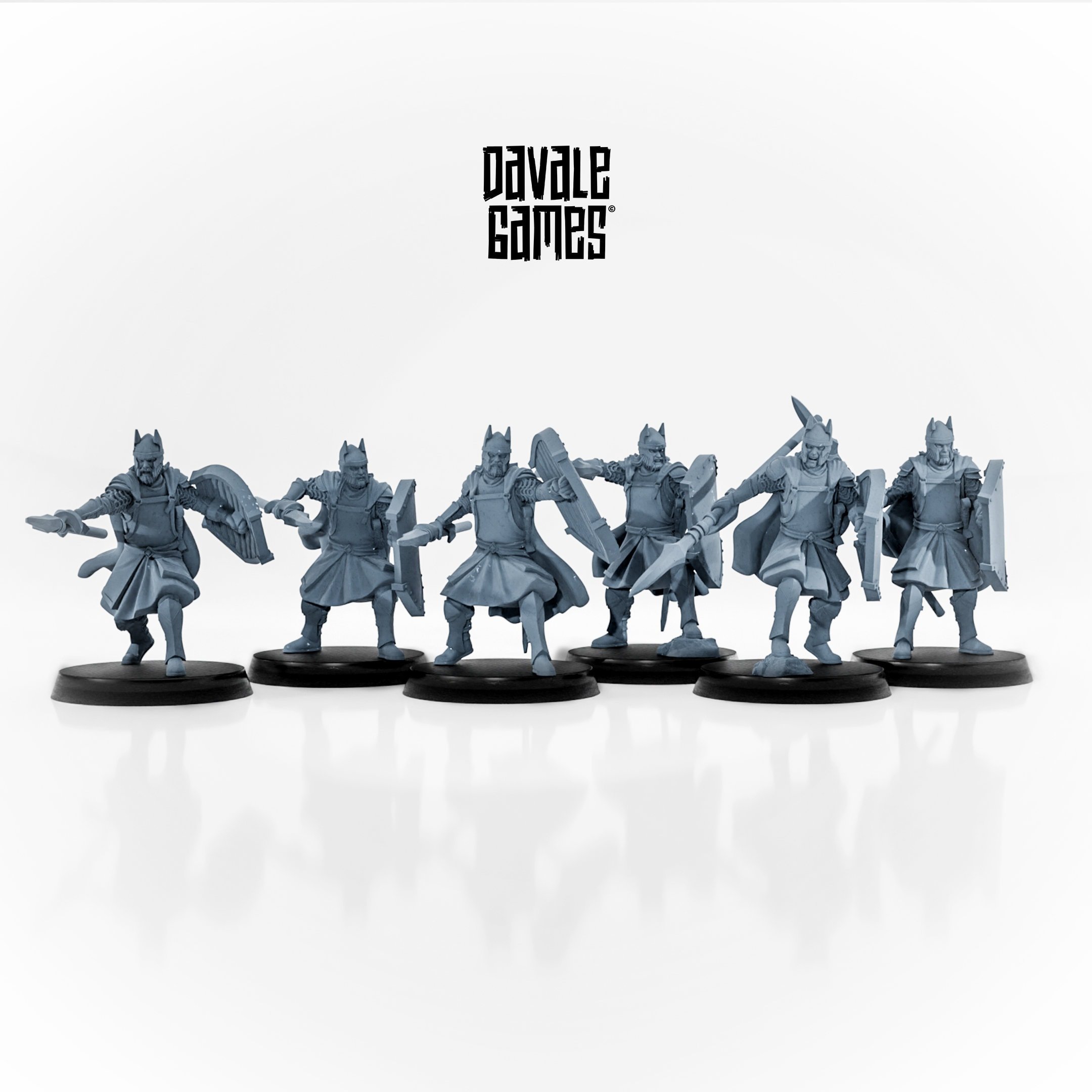High Human Spearmen wargaming miniatures by Davale Games 3D printed by Forgemaster Miniatures