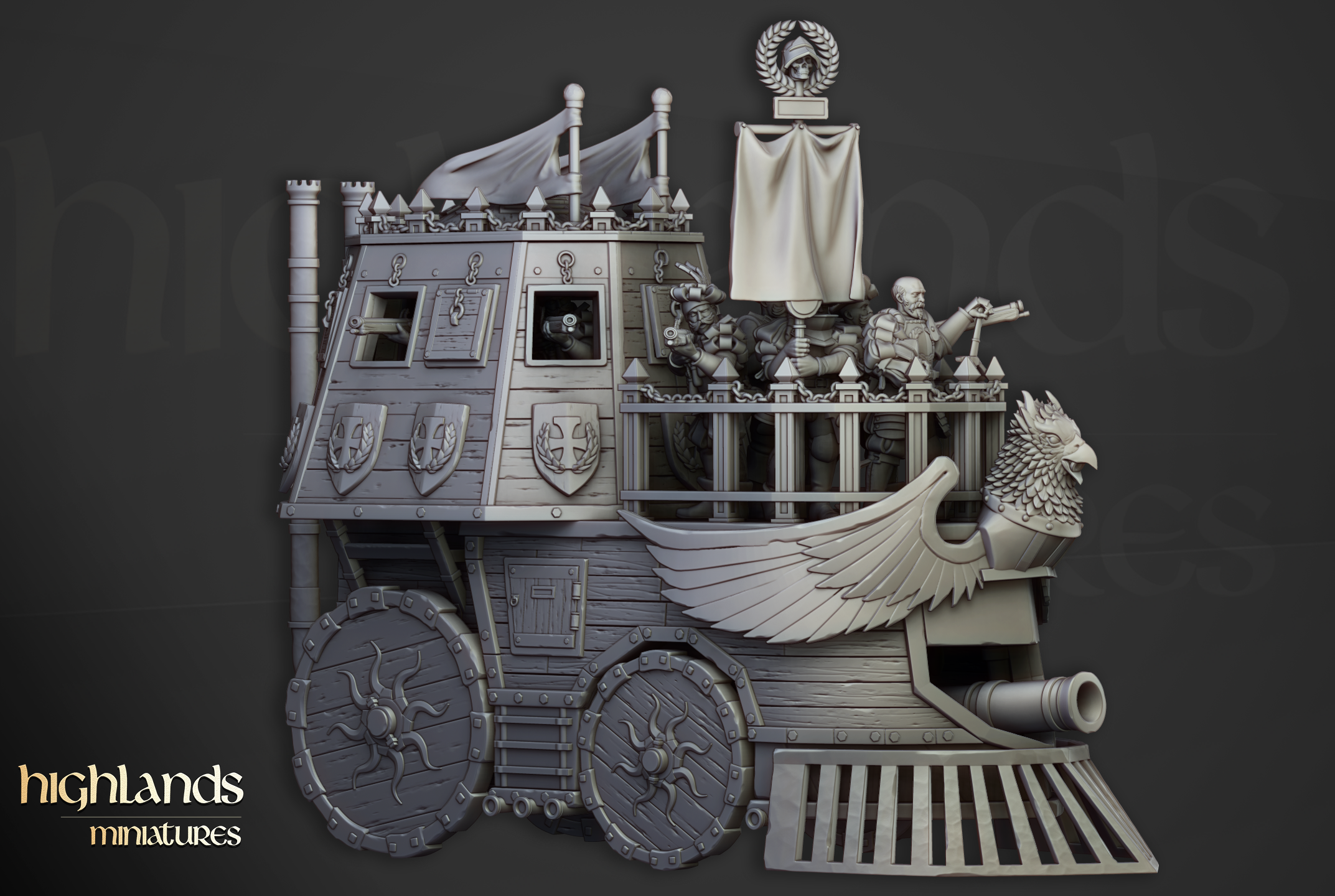 The Iron Opinicus wargaming miniature designed by Highlands Miniatures 3D printed by Forgemaster Miniatures