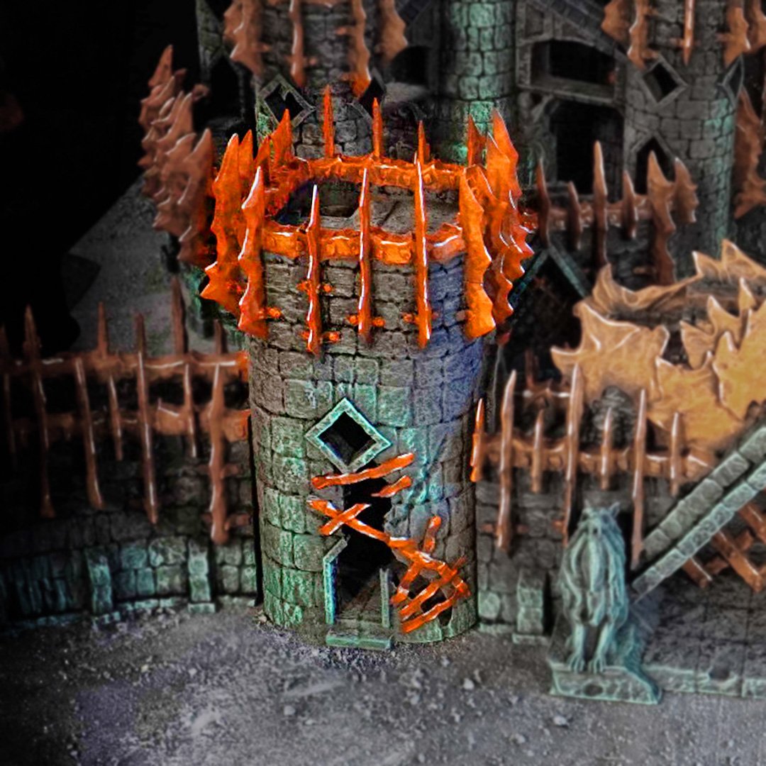 Orc Wall Tower wargaming terrain 28mm scale designed by Conquest Creations 3D printed by Forgemaster Miniatures