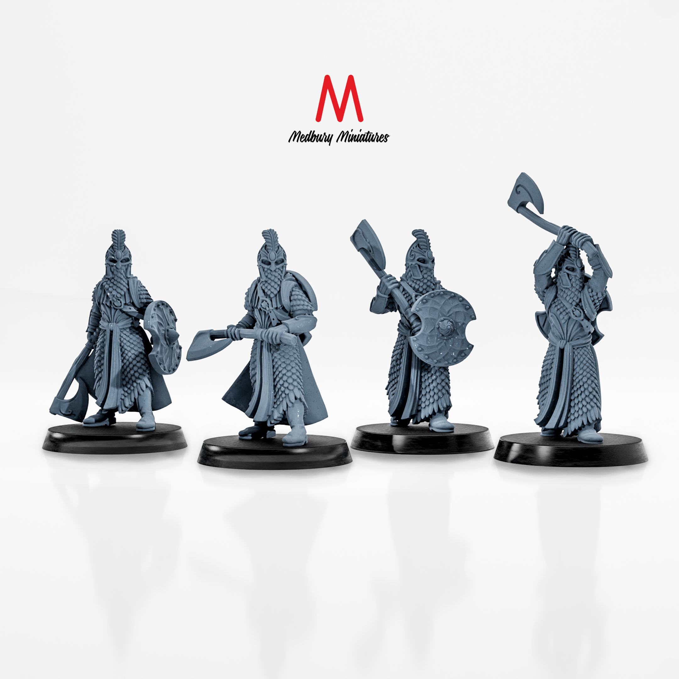 Wood Elves with Axes wargaming miniatures by Medbury Miniatures 3d Printed by Forgemaster Miniatures