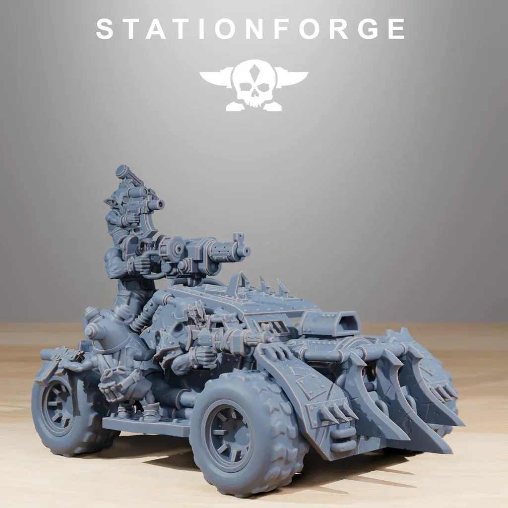 Orkaz Buggy wargaming miniature designed by StationForge 3D printed by Forgemaster Miniatures.