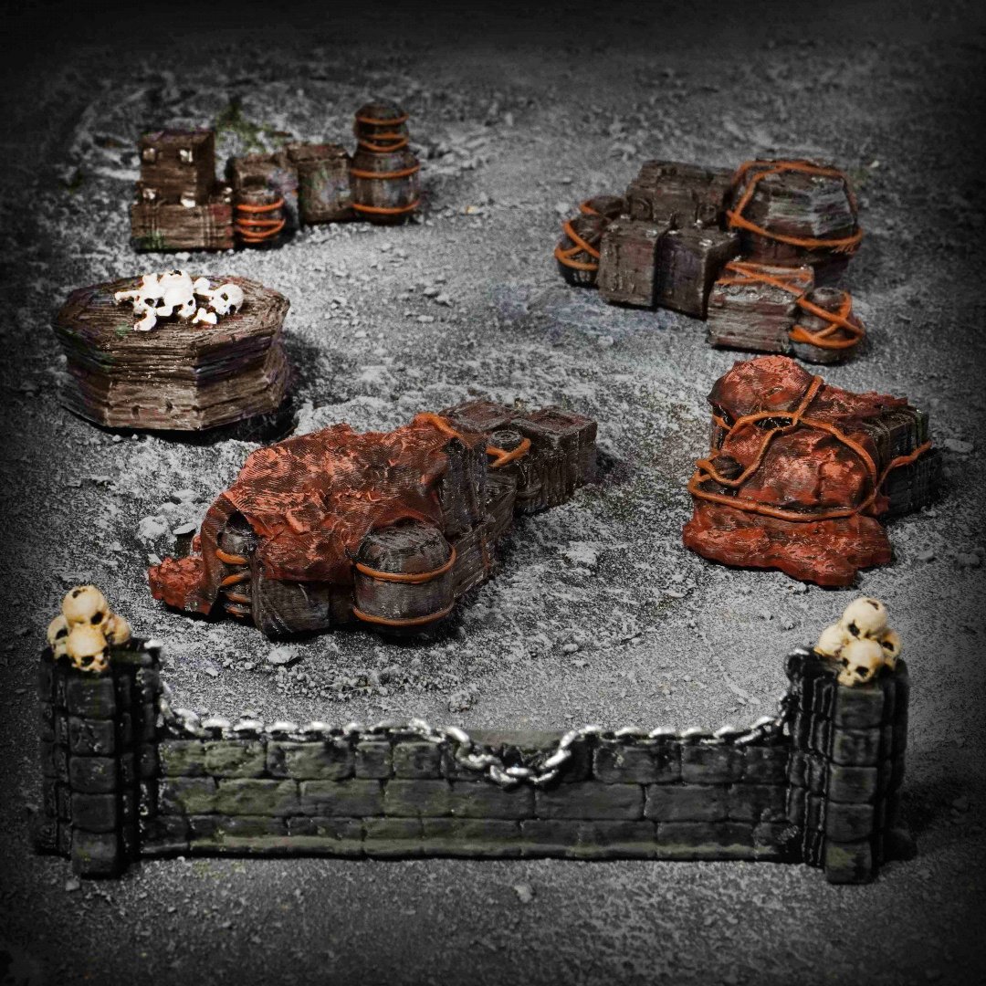 Orc Scatter Terrain back wargaming terrain 28mm scale designed by Conquest Creations 3D printed by Forgemaster Miniatures