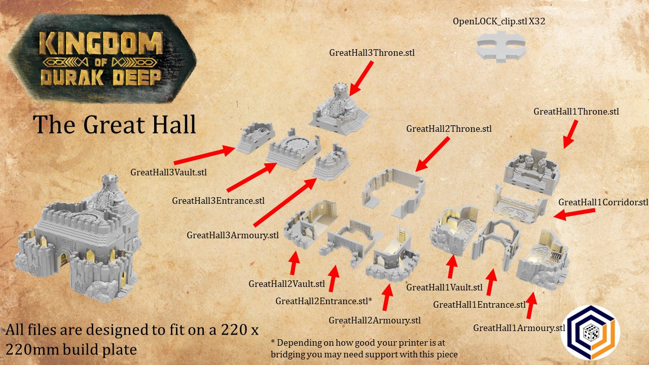 The Great Hall ~ Kingdom of Durak Deep (STL file)